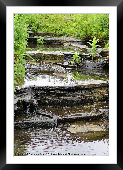 Flowing water Framed Mounted Print by Rebecca Giles