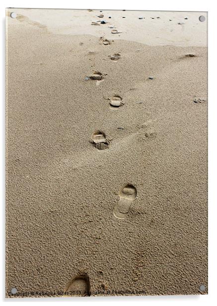 Footprint in the sand Acrylic by Rebecca Giles