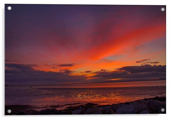 Sundown On Morecambe Bay Acrylic by Sandi-Cockayne ADPS