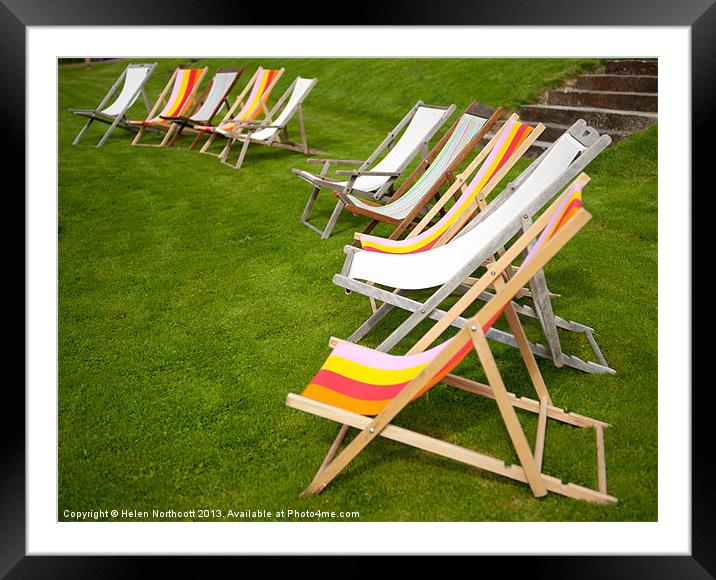 Deck Chairs Framed Mounted Print by Helen Northcott