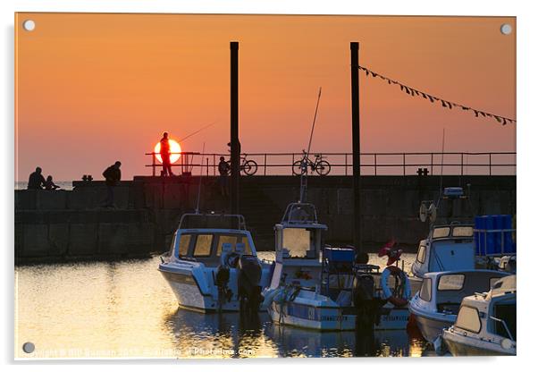 Sunset Fisherman Cairnbulg Acrylic by Bill Buchan