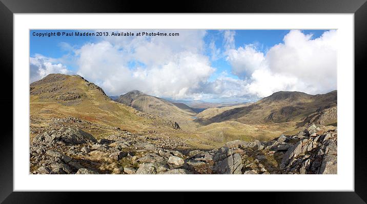 Scafell Pike Cumbria Panorama Framed Mounted Print by Paul Madden