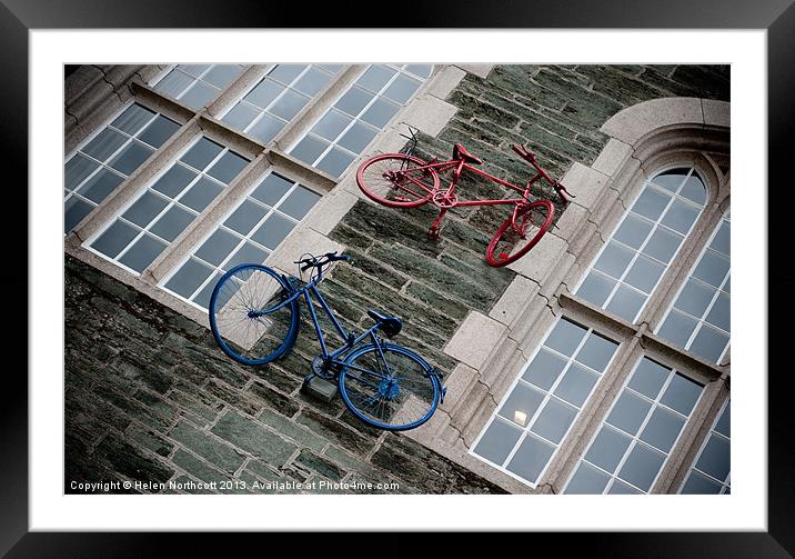 Bikes on the Wall Framed Mounted Print by Helen Northcott
