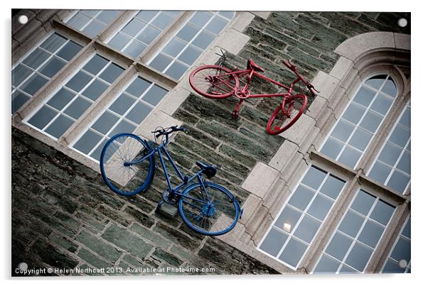 Bikes on the Wall Acrylic by Helen Northcott