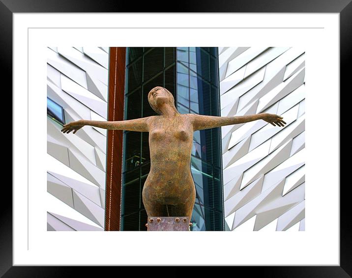 sculpture outside titanic building, belfast Framed Mounted Print by william sharpe