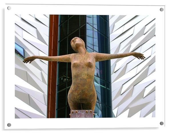 sculpture outside titanic building, belfast Acrylic by william sharpe