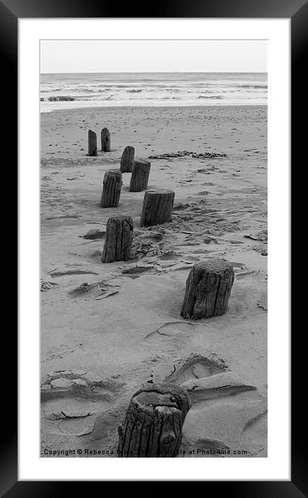 Stepping logs Framed Mounted Print by Rebecca Giles