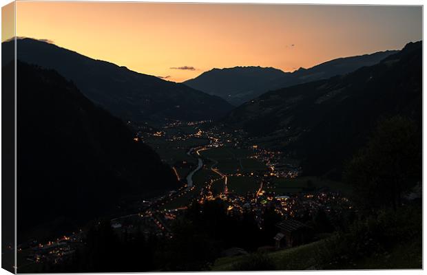 Mayrhofen Sunset Canvas Print by Roger Green