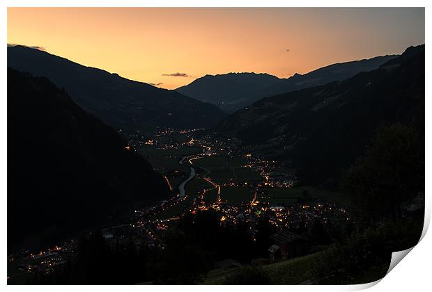 Mayrhofen Sunset Print by Roger Green