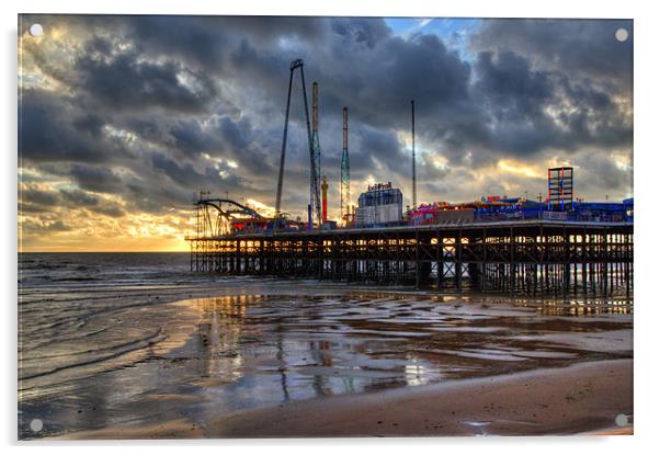 South Pier Blackpool Acrylic by Gary Kenyon