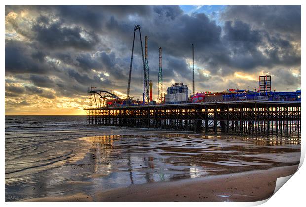 South Pier Blackpool Print by Gary Kenyon