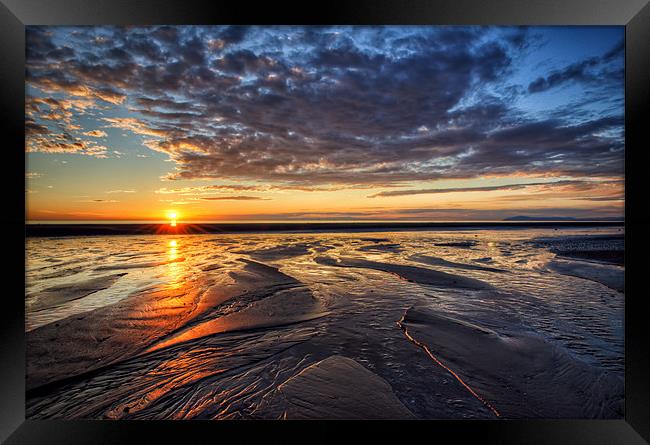 Sunset on Cleveleys Beach Framed Print by Gary Kenyon