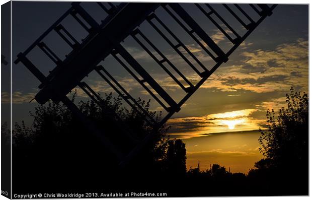 Chillenden Mill Sunset Canvas Print by Chris Wooldridge