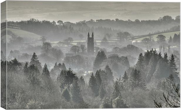 Misty Widecombe in the Moor Canvas Print by Rosie Spooner