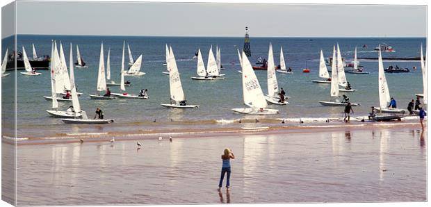 Sailing off Paignton Beach Canvas Print by Peter F Hunt