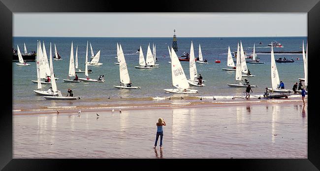 Sailing off Paignton Beach Framed Print by Peter F Hunt