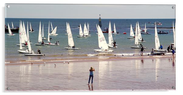 Sailing off Paignton Beach Acrylic by Peter F Hunt