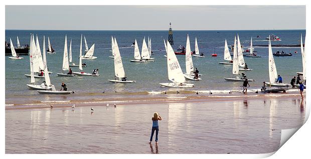 Sailing off Paignton Beach Print by Peter F Hunt