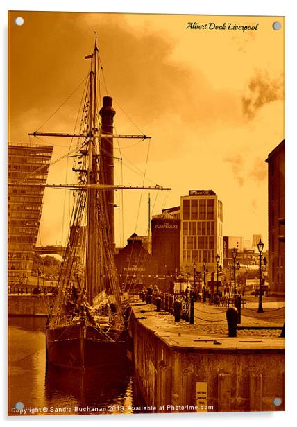 Tall Ship At The Albert Dock Acrylic by Sandra Buchanan
