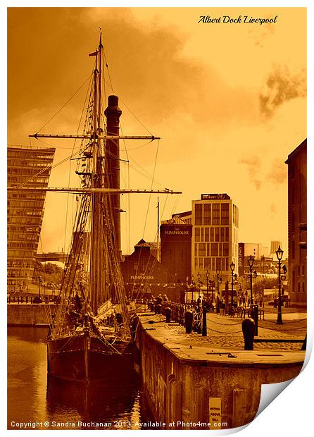 Tall Ship At The Albert Dock Print by Sandra Buchanan