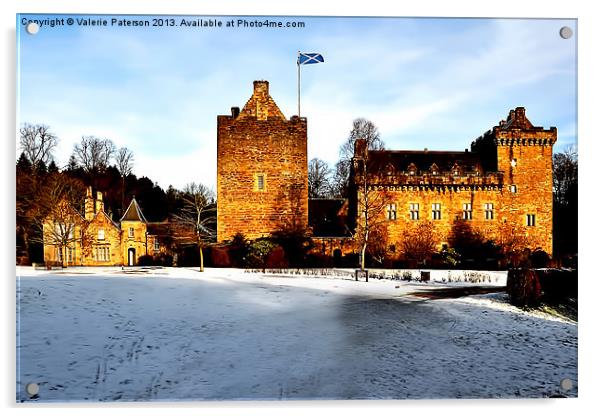 Dean Castle in Winter Acrylic by Valerie Paterson