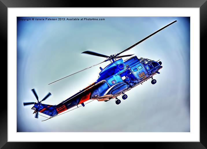 Sar Helicopter Framed Mounted Print by Valerie Paterson