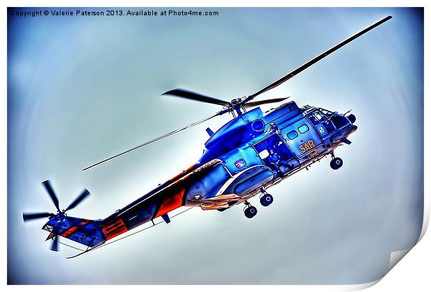 Sar Helicopter Print by Valerie Paterson