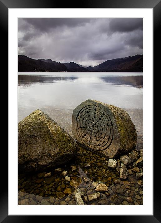 Centenary Stone, Derwent Water Framed Mounted Print by Andy McGarry