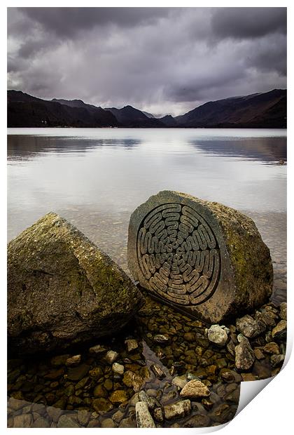 Centenary Stone, Derwent Water Print by Andy McGarry