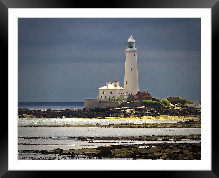 St Marys Island Lighthouse Framed Mounted Print by Jim Jones