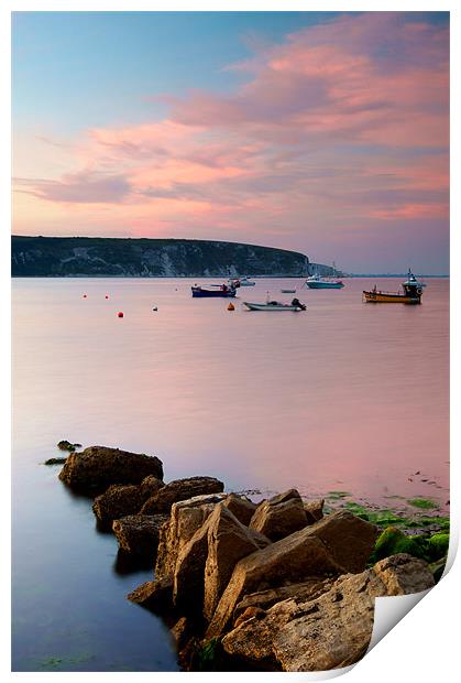 Looking across Swanage Bay, Dorset Print by Darren Galpin