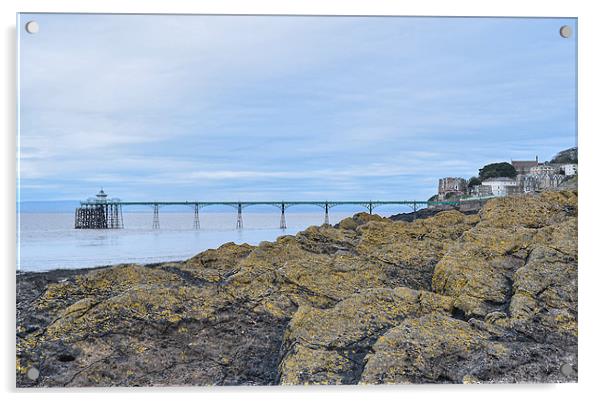 Clevedon Pier behind the rocks Acrylic by Levente Baroczi