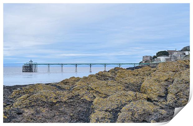 Clevedon Pier behind the rocks Print by Levente Baroczi
