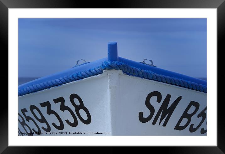 Blue Boat Framed Mounted Print by Michelle Orai