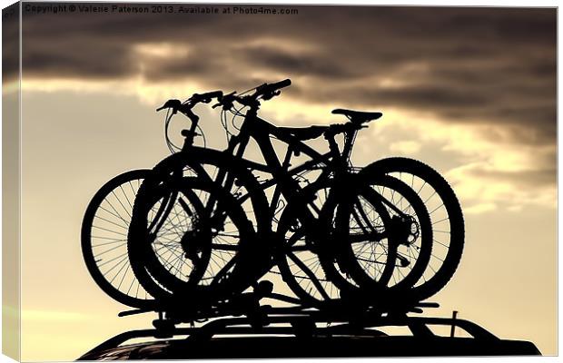 Silhouette Bike Ride Canvas Print by Valerie Paterson