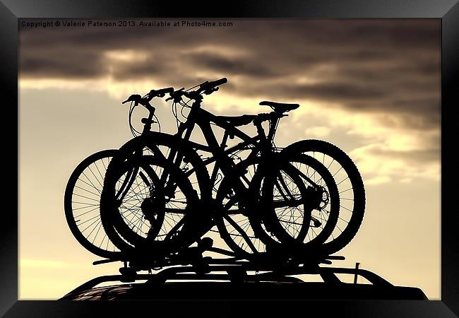Silhouette Bike Ride Framed Print by Valerie Paterson