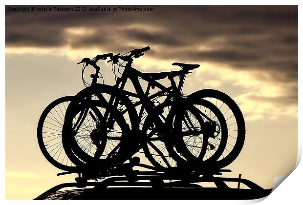 Silhouette Bike Ride Print by Valerie Paterson