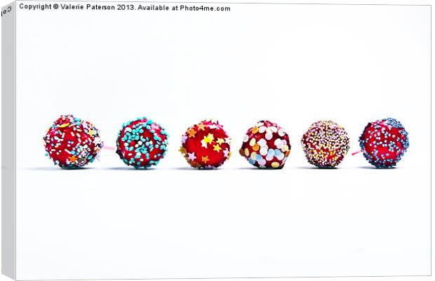 Red Lolly Pop Cakes Canvas Print by Valerie Paterson