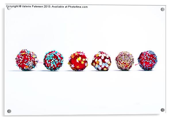 Red Lolly Pop Cakes Acrylic by Valerie Paterson