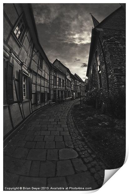 Old cobbled streets Print by Brian O'Dwyer