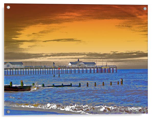 Southwold Pier Enhanced 2 Acrylic by Bill Simpson