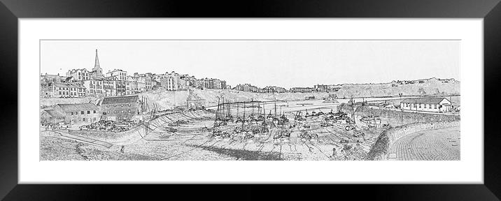 Tenby Harbour Panorama Framed Mounted Print by Steve Purnell