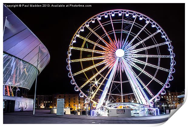 Liverpool wheel and echo arena Print by Paul Madden