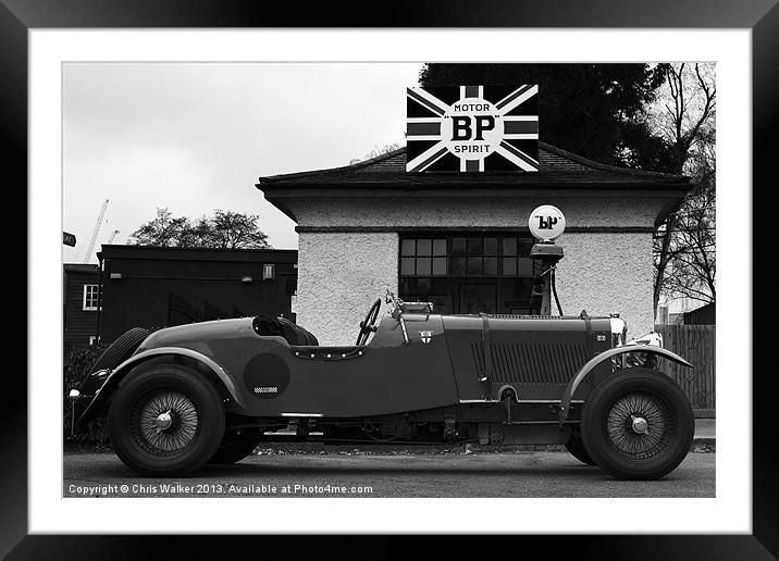 Vintage Lagonda at the Petrol Pumps Framed Mounted Print by Chris Walker
