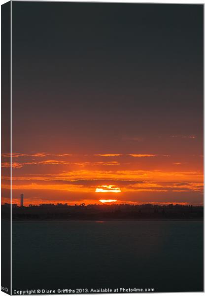 Sunset over the Isle of Sheppey Canvas Print by Diane Griffiths