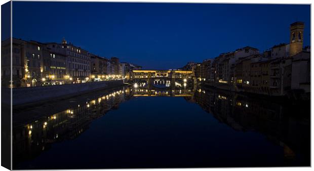 Florence Ponte Vecchio in the Evening Canvas Print by Andy McGarry