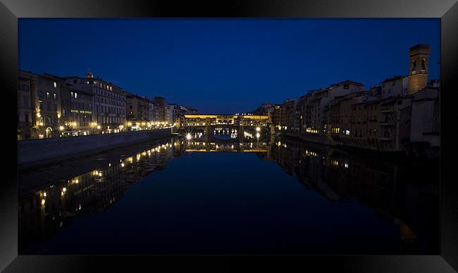Florence Ponte Vecchio in the Evening Framed Print by Andy McGarry