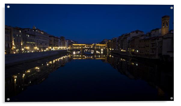 Florence Ponte Vecchio in the Evening Acrylic by Andy McGarry