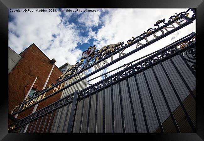Shankly Gates - Anfield Framed Print by Paul Madden