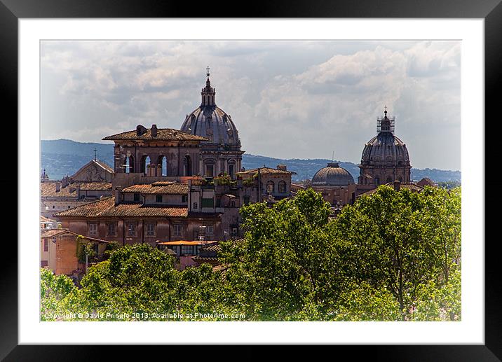 Rooftops of Rome Framed Mounted Print by David Pringle